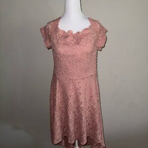 Teen Girl Elegant Pink Lace Dress